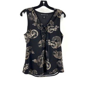 White House Black Market Sleeveless Nautilus Seashell Print Top Blouse Size S